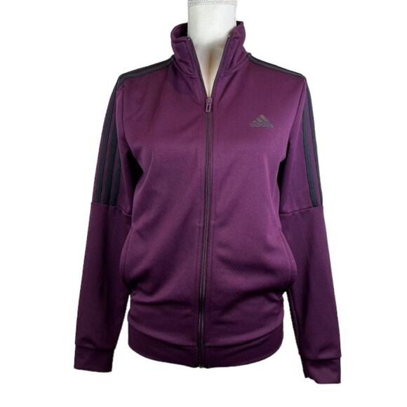 adidas Jackets & Blazers - Adidas Tiro Women's Track Jacket 3 Stripe Wine Color Size Small Zipper Front